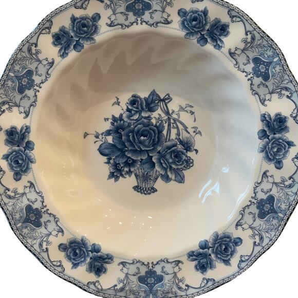 Set of 2 PALATE & PLATE Blue White Rose Floral Porcelain 8.5" Soup Bowls NEW - Picture 2 of 11